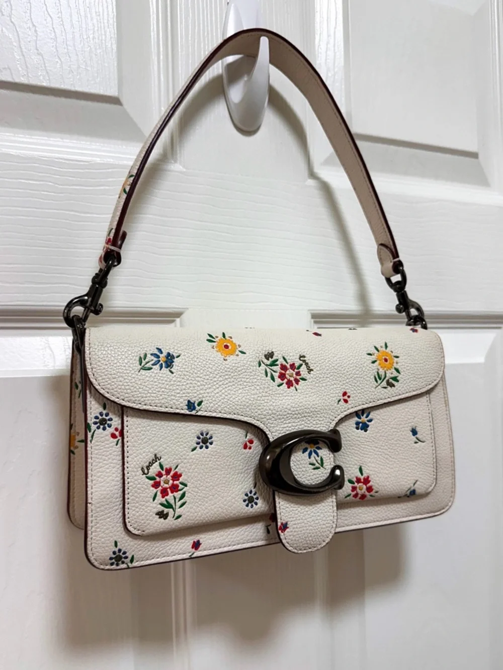 Coach Tabby 26 Wildflower Print Chalk Pebbled Leather Shoulder Bag - Picture 3 of 17